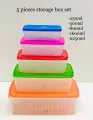 Plastic Food Container 5 Pcs Set / Lunch Box / Tiffin Box / Dubba Set Good Quality Transparent Type Storage Boxes. 