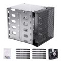 2024 New Hard Drive Cage Stainless Steel Cage Hard Drive Tray Rack With Fan Adapter Rack Bracket For Computer Sata 5.25"to 5x3.5. 