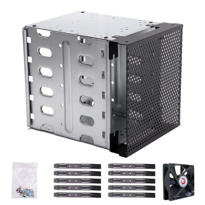 2024%20New%20Hard%20Drive%20Cage%20Stainless%20Steel%20Cage%20Hard%20Drive%20Tray%20Rack%20With%20Fan%20Adapter%20Rack%20Bracket%20For%20Computer%20Sata%205.25"to%205x3.5%20-%20Image%204