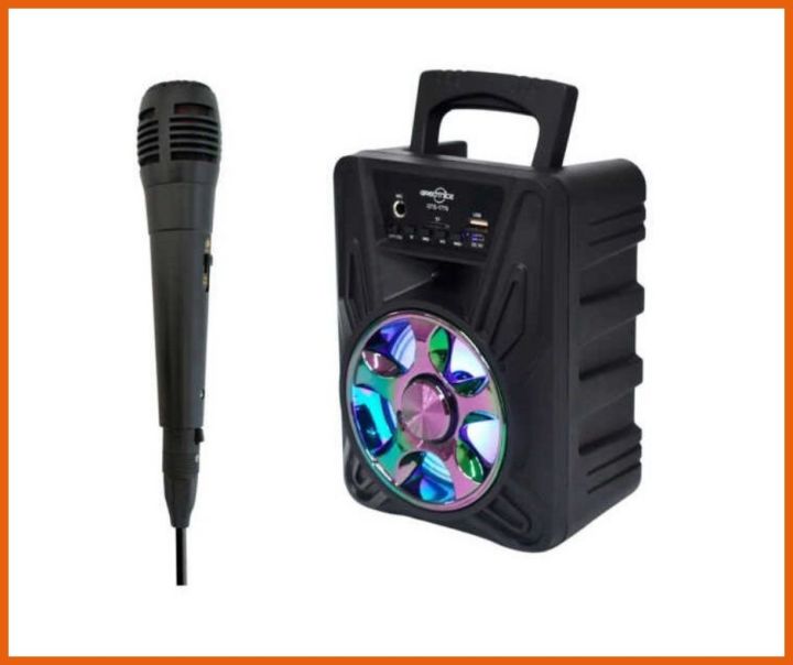 Bluetooth Speaker with Wired Microphone GTS-1779 Bluetooth/USB/Sd/FM Music Box Bluetooth Speaker with Microphone