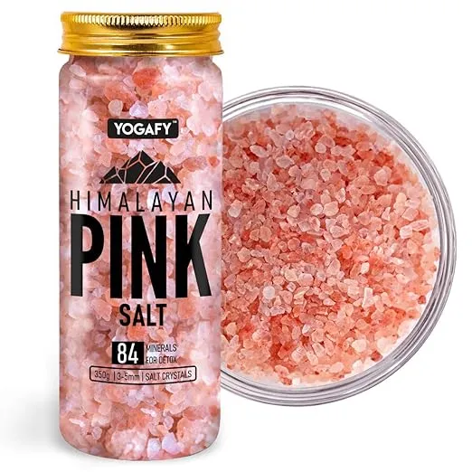 YOGAFY- Himalayan Pink Crystals Salt with 84 Minerals For Cooking | CHRISTMAS |100% Natural | 350g- For Detox (FROM INDIA) SAB