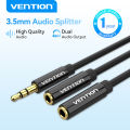 Vention Audio Splitter 3.5mm Aux Earphone Extension Cable Splitter Jack 3.5mm Audio Cable Male to 2 Female AUX Cable Headphone Splitter Connector For Headset Laptop iPhone Samsung PC Tablet Audio Auxiliary Extender Cord. 