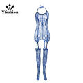 Yfashion Women Halter Lingerie Lace Bodysuit Solid Color Thigh Bodystockings See-Through Nightwear For Women Gifts. 