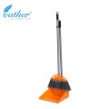 DUSTPAN AND BROOM SET WITH 70CM PLASTIC COATED METAL HANDLES - FEATHER BRAND. 