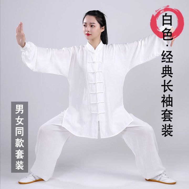 Cotton and Linen Tai Ji Suit Men's Summer Tai Chi Exercise Clothing Women's Cotton and Silk Asian Middle Sleeve Kung Fu Martial Arts Performance Costume