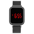 Fashion Square LED Touch Screen Men's Watch Men's Watch Lazy Magnet Ferromagnetic Electronic Watch. 
