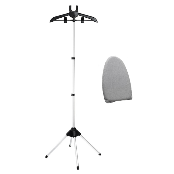 Adjustable Steamer Rack with Two Clips for Suit Shirt, Foldable Garment Steamer Stand with Ironing Gloves for Clothes Black