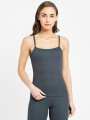Charcoal Melange Thermal Spaghetti Top. 