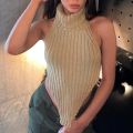 Yfashion Women's Backless Turtleneck Crop Top. 