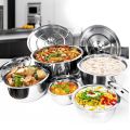 Stainless Steel Stock Pot / Food Container 5 Pcs Set Steamer Pots with Lid Super Consist of Food Saver. 