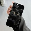 Cellular Phone Case For iPhone 15 14 13 12 11 Pro Max 6 6S 7 8 Plus X XS XR 12 13 Mini Soft Silicone Case Black Cat Staring Eye. 