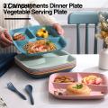 Microwave Safe Plate 3-compartment Rectangle Dinner Plate for Easy Meal Prep Food Grade Dishwasher Safe Ideal for Adults Kids Kitchen Supplies 3 Compartments Dinner Plate. 