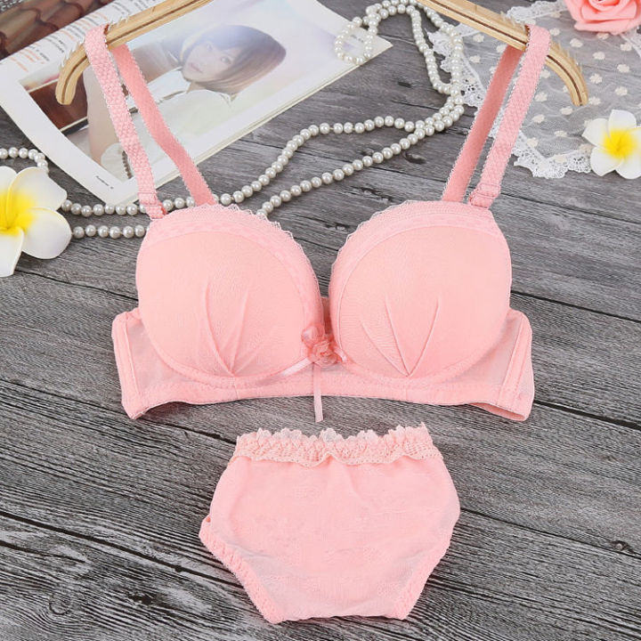 Summer Wireless Thin Bra Development Period Girl's Underwear Panties Set Junior and Senior High School Students Small Sized Bra Gather