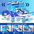 OUDEW Roller Skates for Girls Boys,fit for Kids Beginners Skate with Light up Wheels and Adjustable Sizes,Blue |65K. 