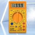 Mini Digital Yellow AC DC Multimeter with Overload protection Safety Voltage Ampere Ohm Tester Probe LCD Black. 
