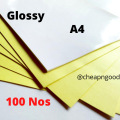 Sticker Paper Gloss (Shiny) A4 Size 100 Sheets Blank Sticker Paper. 