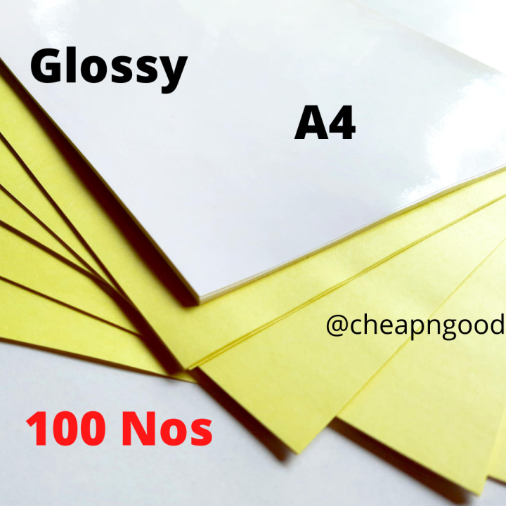 Sticker Paper Gloss (Shiny) A4 Size 100 Sheets Blank Sticker Paper