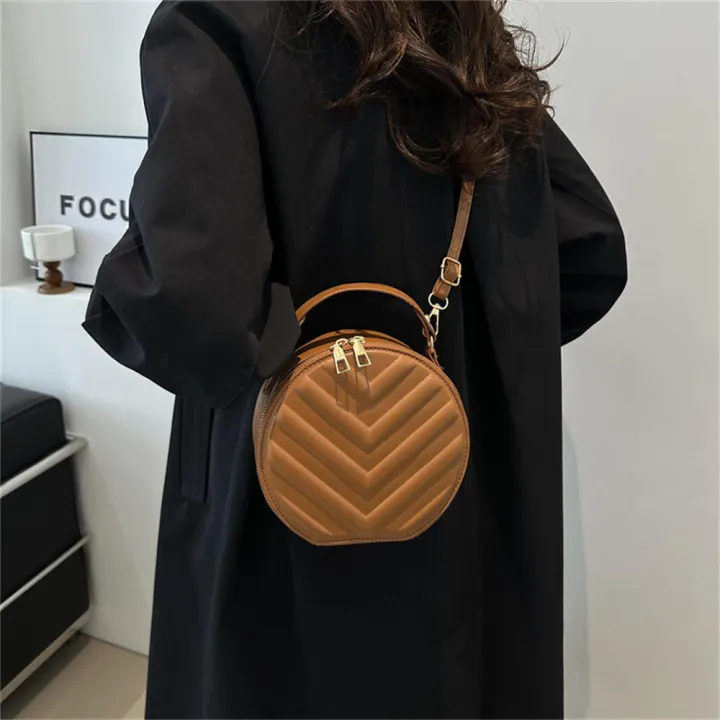 Round%20Crossbody%20Bag%20Fashion%20Designer%20Solid%20Color%20Handbag%20Zippered%20Small%20Shoulder%20Bag%20for%20Casual%20Fashion%20Accessory%20Women%20Messenger%20Bag%20Girl%20Female%20-%20Image%202