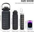 3 Pack Water Bottles Set with 2L Large Bottle 900ML Portable Bottle and 300ML Mini Bottle Motivational Drinks Bottle with Time Marker Leak-Proof Gradient Water Jug. 