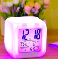 Digital Calendar, Timer Watch, Temperature Light Operated LED Plastic Alarm Clock with Automatic 7 Color Changing, Imprint Gift, Glowing LED Color Change Digital Alarm Clock. 