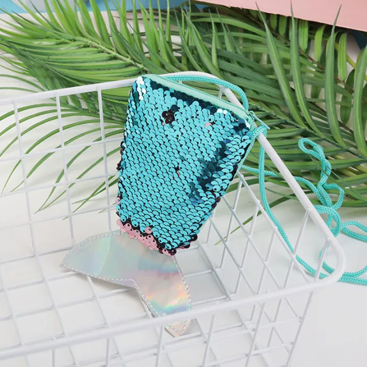Mermaid Tail Shoulder Bag Sequins for Girls Messenger Bag Gift for Kids