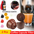 【BestGO】2Pcs Reusable Coffee Capsule Filter Cup For Dolce Gusto Models Refillable Caps Filter Baskets Pod Soft Taste Sweet. 