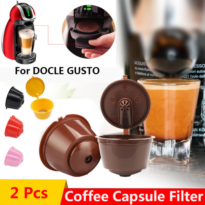 【BestGO】2Pcs Reusable Coffee Capsule Filter Cup For Dolce Gusto Models Refillable Caps Filter Baskets Pod Soft Taste Sweet