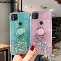 Casinglee for Redmi 9C case Shiny Ring Glitter Soft Transparent Holder Stand Back cover with String for Xiaomi Redmi 9C Phone cases cover Stars Moon Girls. 