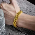 Gold Plated bracelet Vintage Luxury 24K Gold Color Copper Cuban Link Bracelets Hip Hop Free Gift Box Men Bracelet & Bangle Male Accessory. 