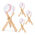 4 Set Wooden Baseball Stand Display Holder Softball Stand Display Baseball Stand Holder for Baseball Players Fans, Fine Workmanship. 