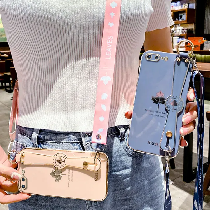 For%20iPhone%208%20Plus%20/%20iPhone%207%20Plus%20Back%20Cover%20with%20Lanyard%20+%20Wristband%20Fashion%20Shiny%20Maple%20Leaf%20Plating%20Bumper%20Stand%20Holder%20Case%20Camera%20Protection%20Soft%20Silicone%20Mobile%20Phone%20Cases%20-%20Image%205