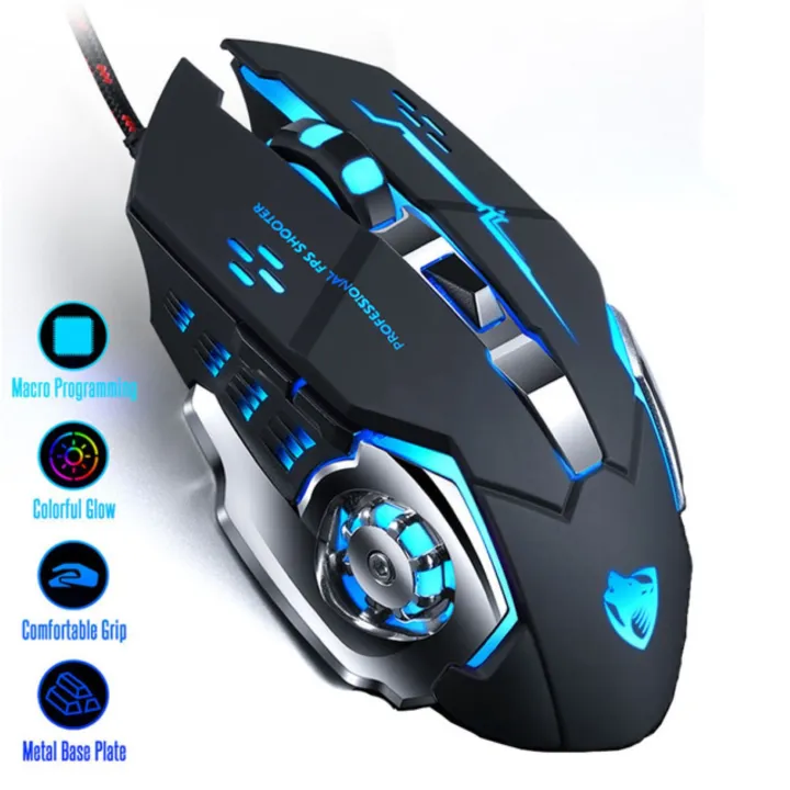 Firewings V6 Gaming Mouse Mause DPI Adjustable Computer Optical LED Game Mice Wired USB Games Cable Silent Programmable Mouse