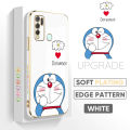 TA for Vivo Y30 Case Sneak Doraemon Luxury 6D Plating Soft Casing Silicone Square Frame Phone Case Shiny Bling Back Cover + Free Lanyard. 