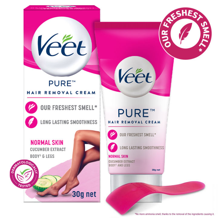 Veet Hair Removal Cream 30gm Normal Skin for Body & Legs, Get Salon-like Silky Smooth Skin and Better Fragrance 