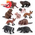 Jungle Animal Toys 10pcs Jungle Animal Model Simulation Wild Figures Toys Realistic Beaver Fox Badger Mini Figurines Cake Topper Toy Set Christmas Birthday Easter Egg Gift Party Favor for Kids Zoo. 