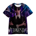 2023 Summer New Wednesday Addams 3D Printing T shirt Top Children Boy Girl Casual Fashion Short Sleeve Tee Tops. 