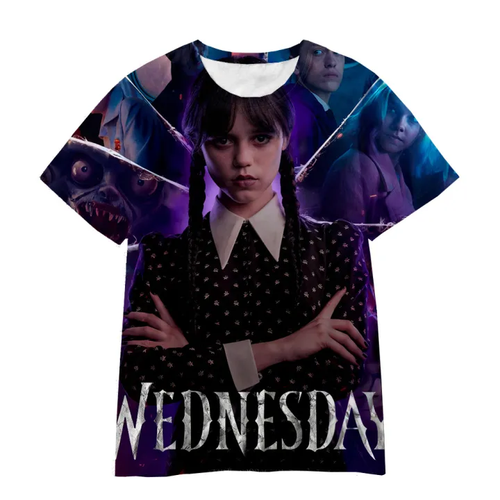 2023%20Summer%20New%20Wednesday%20Addams%203D%20Printing%20T%20shirt%20Top%20Children%20Boy%20Girl%20Casual%20Fashion%20Short%20Sleeve%20Tee%20Tops%20-%20Image%202