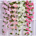 Easy To Hang Artificial Cherry Blossom Hanging Rattan Exquisite Natural-Looking Lifelike Simulated Garland Lightweight Durable  Flower for Wedding Backdrop Party Decoration Restaurant Ambiance Photo. 