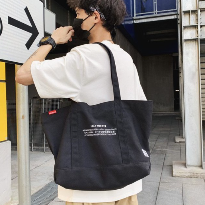 mens black canvas tote bag