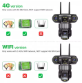 12MP 3-Lens Panorama 4G SIM / WiFi Outdoor Security Camera | PTZ IP CCTV with AI Human Detection, 360° View & HD Infrared Night Vision. 