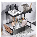 Dish Drying Rack Over the Sink, 65CM Heavy Duty Dish Rack for Kitchen, Storage Organizer Shelf with Knife Holder, Cutlery Holder and Drainboard. 
