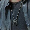 Steel Warrior New Creative Stainless Steel Angel Wings Pendant Necklace Personality Trendy Wings Men's Pendant. 