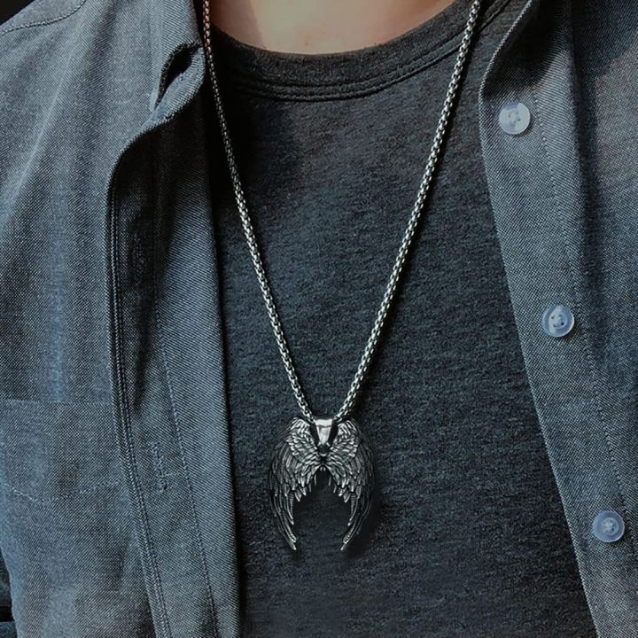 Steel%20Warrior%20New%20Creative%20Stainless%20Steel%20Angel%20Wings%20Pendant%20Necklace%20Personality%20Trendy%20Wings%20Men's%20Pendant%20-%20Image%202