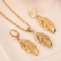 Dubai India Gold Color Leaf Necklace Earrings Jewelry Set Women African Jewellery conjunto de brincosSet for Women Girls gifts. 