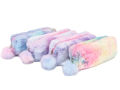 Pencil Case Pouch Plush Fluffy Faux Fur Korean Cute Kawaii School Stationery Makeup Pouch Rabbit Fur Ball Rainbow. 