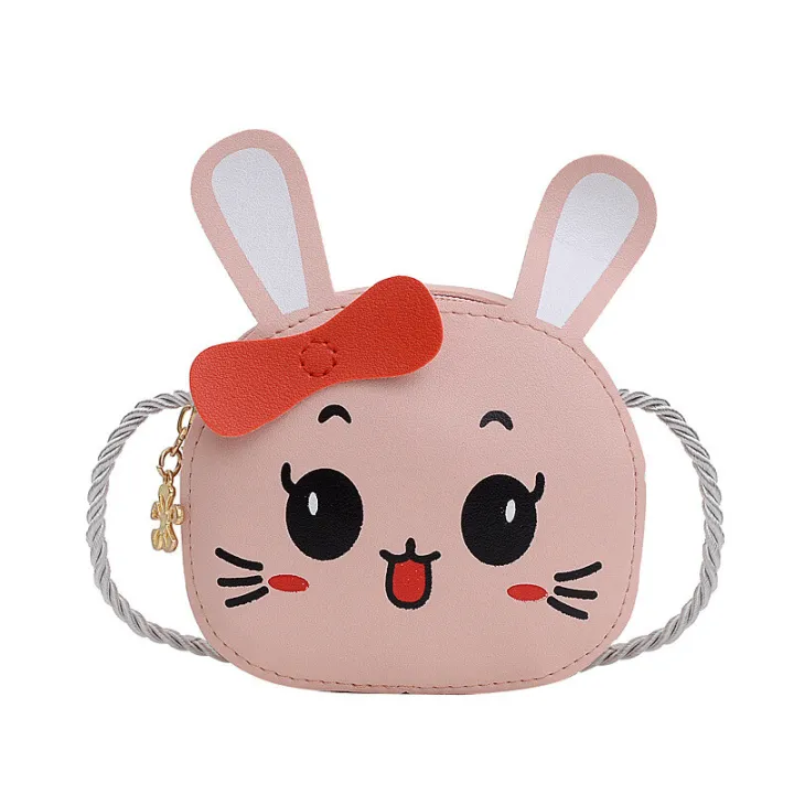 Kawaii Rabbit Kids Messenger Bag PU Leather Small Mini Shoulder Bag For Kids Coin Purse Wallet Handbag Kids Candy Bags