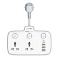 Power Socket SC2413 Extension Plug with USB 20W Socket Extension Cord Universal Outlets 1 PD & QC3.0 & 2 Auto ID. 