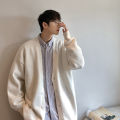 Cardigan Sweater Men's Fall Korean Trend Loose Solid Color College Style Sweater ins Fashion Brand All-Matching Coat. 