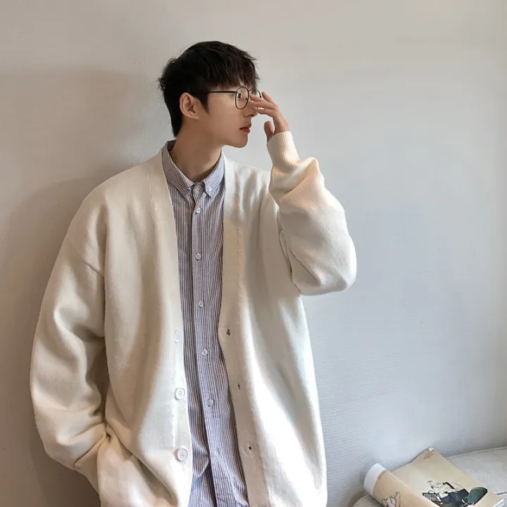 Cardigan%20Sweater%20Men's%20Fall%20Korean%20Trend%20Loose%20Solid%20Color%20College%20Style%20Sweater%20ins%20Fashion%20Brand%20All-Matching%20Coat%20-%20Image%207