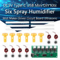 DC5V Six Spray Humidifier Module Type-C USB Mini DIY Kits Mist Maker and Driver Circuit Board Ultrasonic Atomizer. 